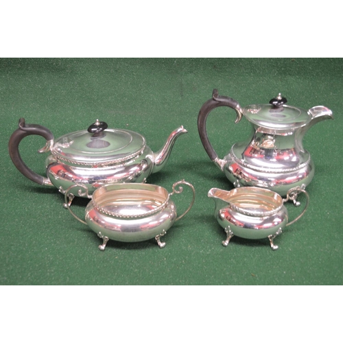 486 - Silver four piece teaset to comprise: two teapots, two handled sugar bowl and milk jug, marked for B... 