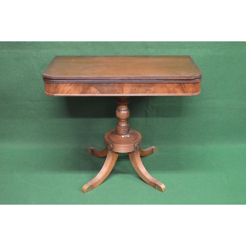 78 - Late 20th century mahogany fold over tea table the top opening to reveal polished surface and suppor... 