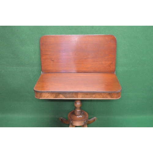 78 - Late 20th century mahogany fold over tea table the top opening to reveal polished surface and suppor... 