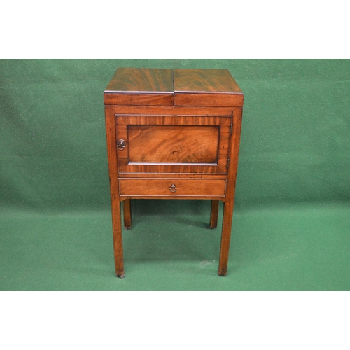 8 - Georgian mahogany enclosed wash stand the top opening to reveal sectioned interior over single door ... 