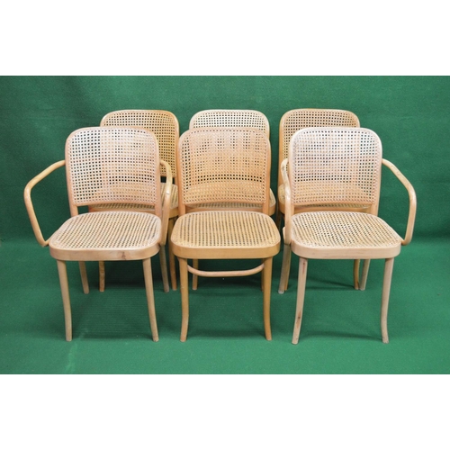 88 - Set of six Dinette bentwood chairs having cane backs and seats, the set to comprise four standard an... 