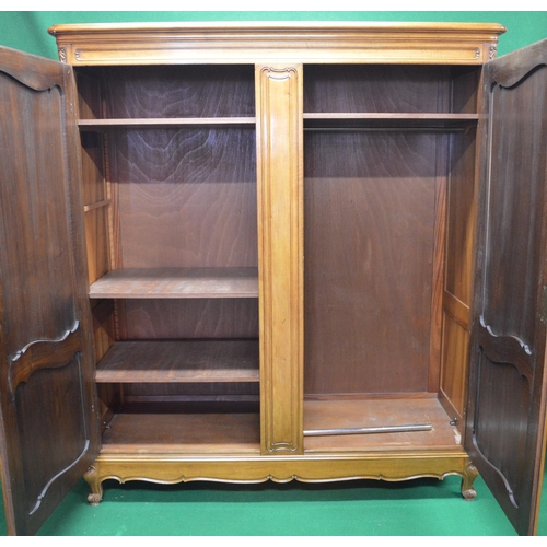 89 - 20th century walnut armoire having two panelled doors opening to reveal hanging space and shelves, s... 