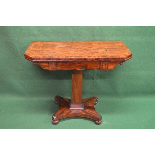 9 - 19th century mahogany foldover card table the top having cut corners opening to reveal green baized ... 