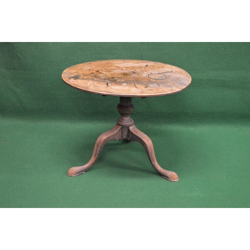 94 - 19th century mahogany tip top occasional table having oval top supported on a turned column leading ... 