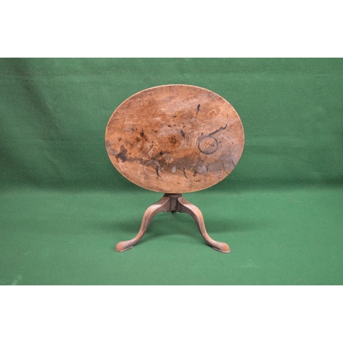 94 - 19th century mahogany tip top occasional table having oval top supported on a turned column leading ... 