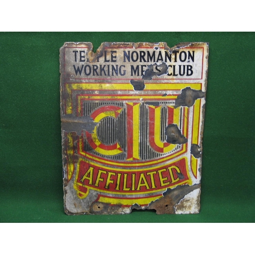 112 - Probably unique double sided enamel sign for the Temple Normanton Working Mens Club, CIU Affiliated.... 