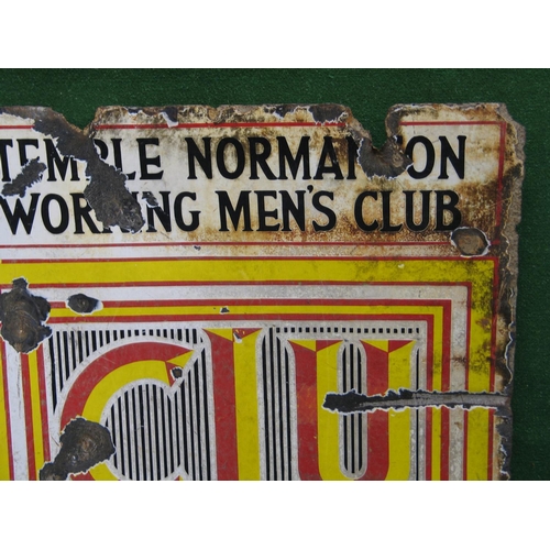 112 - Probably unique double sided enamel sign for the Temple Normanton Working Mens Club, CIU Affiliated.... 