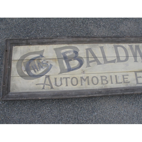 126 - Large and heavy bespoke wooden sign for Chas Baldwin & Co. Automobile Engineers - 10'6