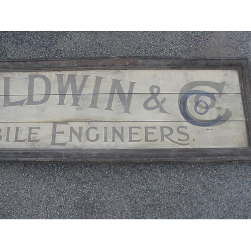 126 - Large and heavy bespoke wooden sign for Chas Baldwin & Co. Automobile Engineers - 10'6