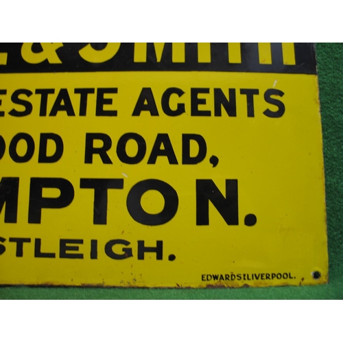 127 - Yellow and black enamel sign For Sale Apply Scammell & Smith Auctioneers & Estate Agents, 197 Portsw... 