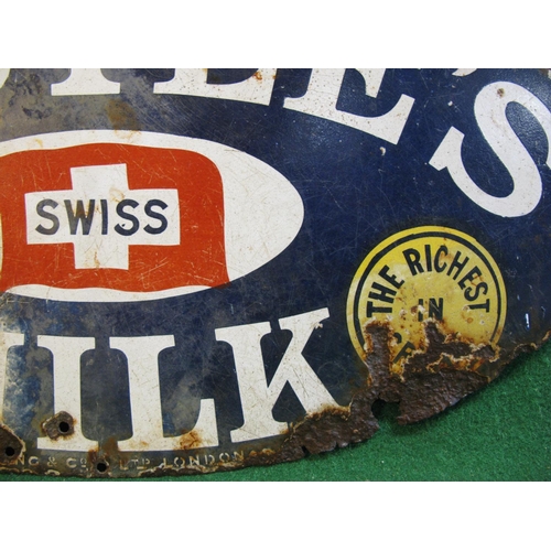 128 - Elliptical enamel sign for Nestle's Swiss Milk, One Quality, Only The Best, The Richest In Cream, fe... 