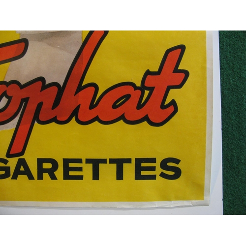 140 - Advertising poster for Tophat Cigarettes featuring a smoking gentleman in silk scarf and top hat.  R... 