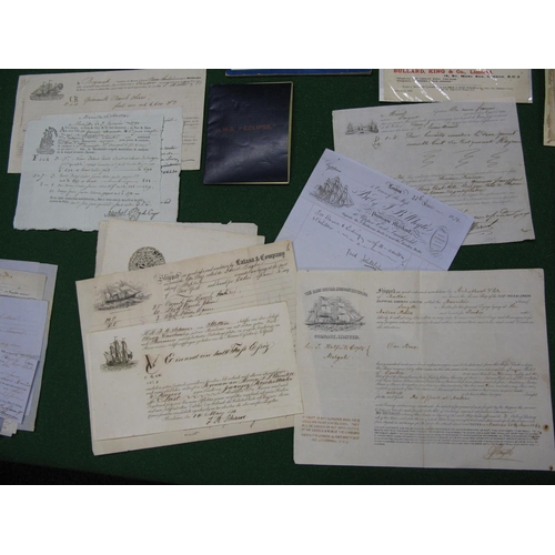 162 - Quantity of shipping ephemera to include: cargo dockets from 1700's and 1800's from The East India C... 