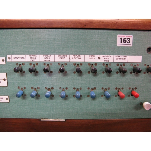 163 - Wooden cased signal box electrical communication unit from the 1950's/1960's/1970's with switch labe... 