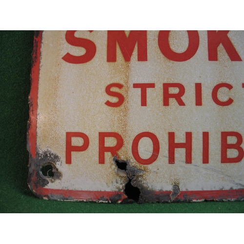 169 - Southern Railway enamel sign Smoking Strictly Prohibited, red letters and border on a cream ground -... 