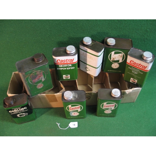 18 - Seven assorted Castrol quart and three pint cans together with a quart of Wakefield Luvax Girling Va... 