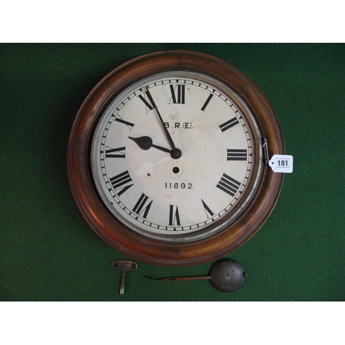 181 - Mahogany cased dial/wall clock with BR(E) 11892 on the 12