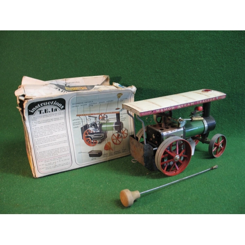 202 - Mamod steam tractor with spirit burner, steering column and box (safety valve, filler plug and drive... 