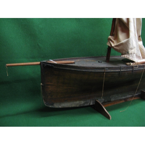 204 - Large bespoke early 20th century model of a single masted sailing vessel of wooden construction with... 