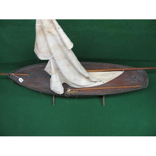 204 - Large bespoke early 20th century model of a single masted sailing vessel of wooden construction with... 