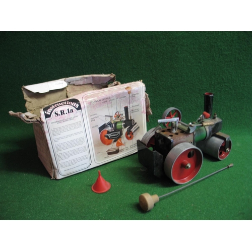 211 - Mamod steam roller with spirit burner, steering column, funnel and box, playworn