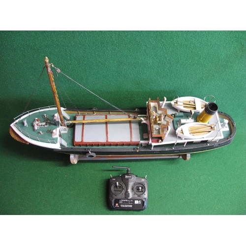 212 - Henry, a radio controlled model of a small open bridged coastal cargo ship, hand built from plans.  ... 