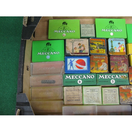 215 - Box of EMPTY Meccano small parts tins and cardboard/plastic boxes