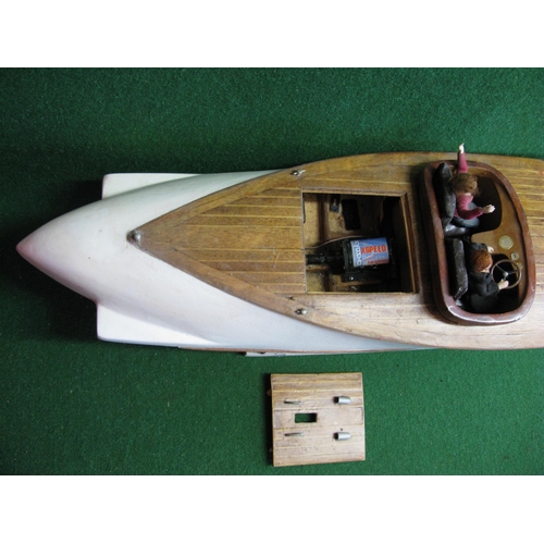 219 - Hand built radio controlled model of a wooden single screw two person speed boat with cradle - 35