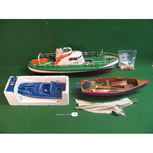 232 - Possibly Graupner plastic radio controlled boat with bag of parts - 34