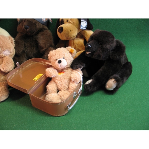 254 - Seven soft toy bears to comprise: three Harley Davidson, 2006 Harrods, Hope & Caring, Woodstock (han... 