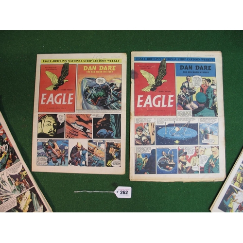 262 - Nine issues of the Eagle featuring Dan Dare to comprise: No's. 29, 25, 36 & 38 from 1950, 22, 34, 35... 