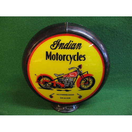 269 - Modern glass and plastic reproduction double sided sign/globe for Indian Motorcycles Authorised Deal... 