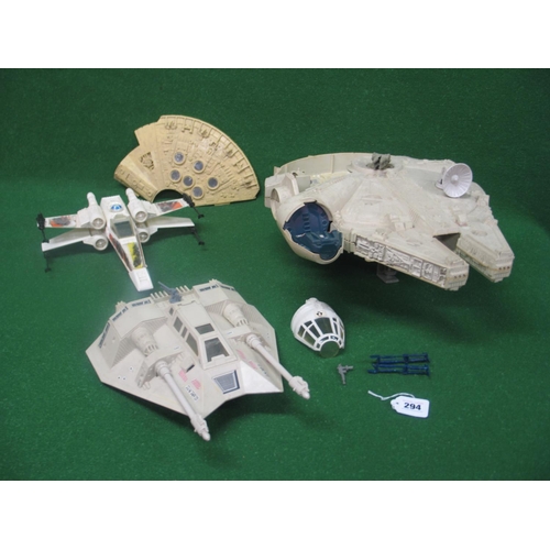 294 - Three 1970's/1980's Star Wars vehicles to comprise: Millennium Falcon, Snow Speeder and an X Wing Fi... 