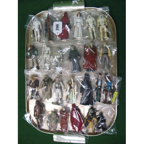 299 - Tray of approx twenty five 1970's/1980's Star Wars figures to include some weapons and cloaks, conta... 