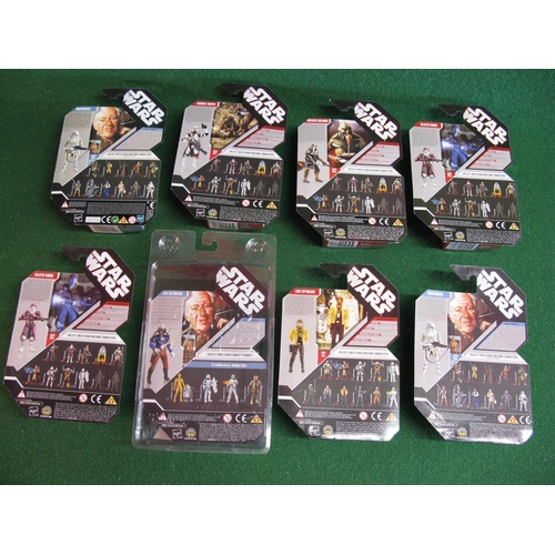 303 - Eight Star Wars 2006/2007 carded figures with collectors coins for Luke Skywalker (Concept) in plast... 