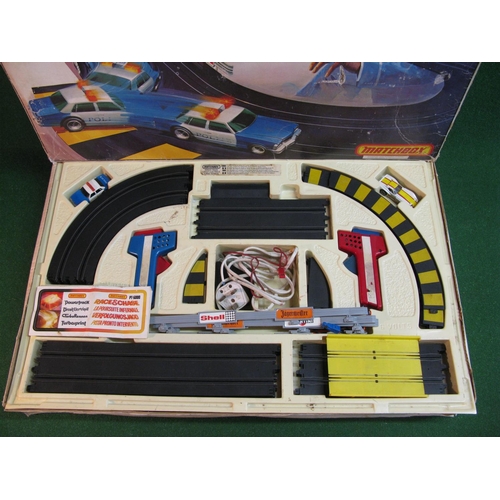 342 - Matchbox Powertrack Race & Chase set with Police car and Corvette Stingray, boxed