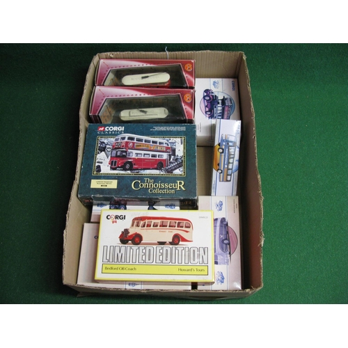 355 - Eight Corgi Classics 1:50 scale buses to include: Connoisseur London Transport Routemaster with badg... 