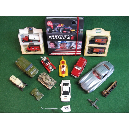 369 - Mixed lot of model cars, military vehicles and lorries from Dinky, Corgi, EFE, Burago, Matchbox and ... 