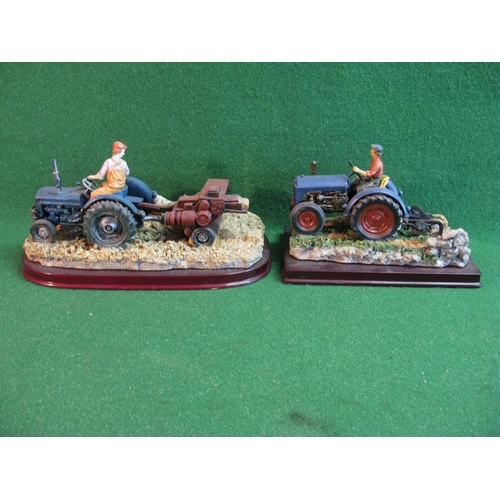 371 - Two resin models of generic tractors at work on naturalistic bases, part of The Juliana Collection -... 