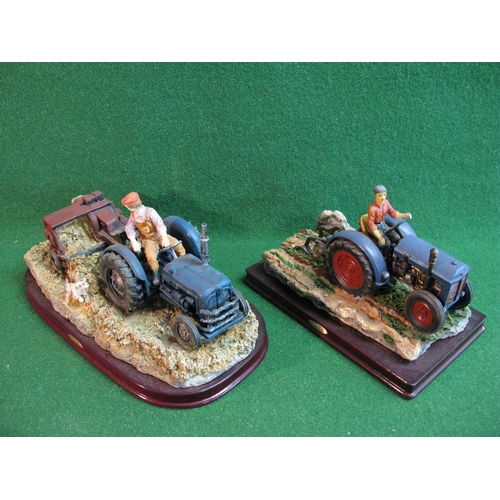 371 - Two resin models of generic tractors at work on naturalistic bases, part of The Juliana Collection -... 