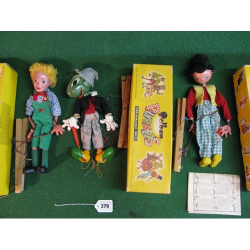 376 - Three boxed Pelham Puppets to comprise: Jimmy (Jiminy) Cricket, Dutch Boy and Prince Charming