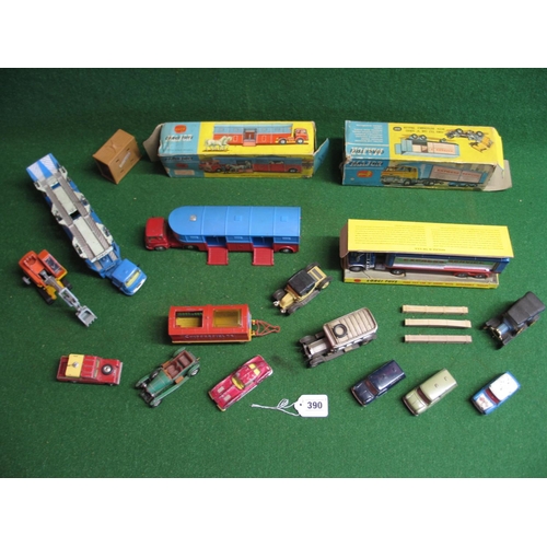 390 - Box of boxed and loose Corgi diecast vehicles to include: Ford Express Service artic, three Mini's, ... 