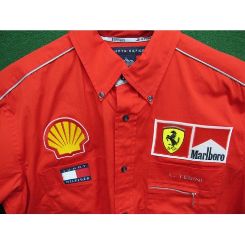 1997 Ferrari F1 pit crew shirt made by Tommy Hilfiger and embroidered for L Tesiny size L and signe