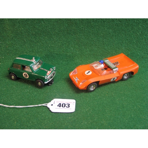 403 - Two boxed Triang/Minimodels Scalextric race tuned cars to comprise: Rally Mini Cooper and Electra, p... 