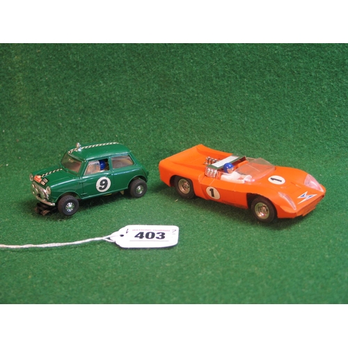 403 - Two boxed Triang/Minimodels Scalextric race tuned cars to comprise: Rally Mini Cooper and Electra, p... 