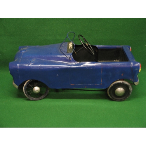 405 - Older all metal Triang pedal car, repainted dark blue with colourful detailing - 39