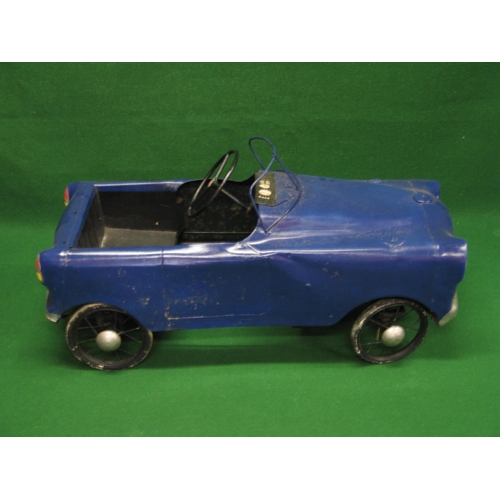 405 - Older all metal Triang pedal car, repainted dark blue with colourful detailing - 39