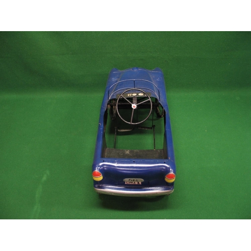 405 - Older all metal Triang pedal car, repainted dark blue with colourful detailing - 39