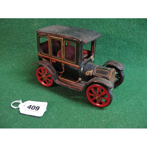 409 - Friction drive (with handbrake) tinplate model of an early 20th century Sedan, Made In Japan - 6.5