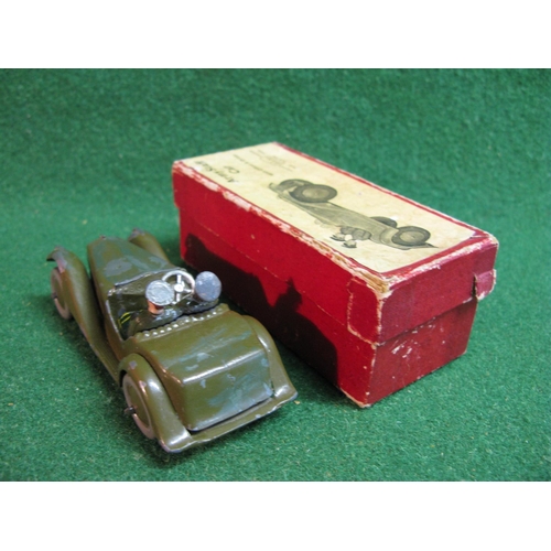 418 - Britains No. 1448 Army Staff Car on solid wheels with removable officer (with tartan rug) and driver... 